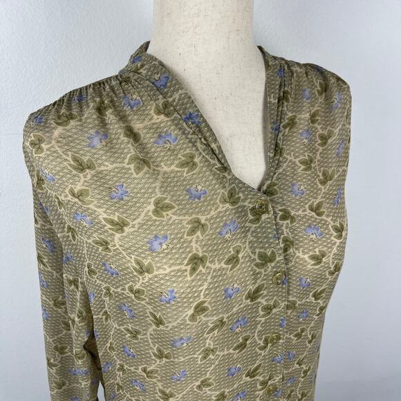 90s April Cornell Rayon Floral Maxi Button Front Sheer Dress Size Small FLAWED - Picture 4 of 16